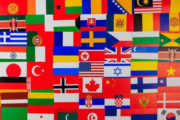 Flagi Różnych Krajów Kontekst Lub Kontekst Koncepcja Przyjaźni Narodów Świata — Zdjęcie stockowe