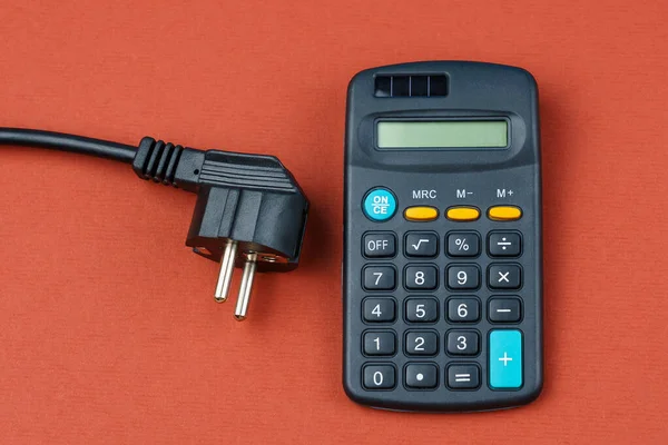 Plug Electrical Cord Lies Next Calculator Concept Energy Crisis Electricity — Stock Photo, Image