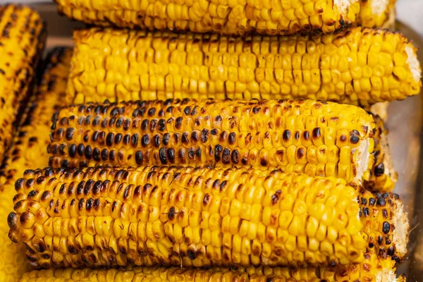 Close Grilled Corn Sale International Street Food Festival Selective Focus — Stock Photo, Image