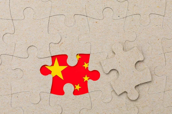 Missing Piece Puzzle Flag China Frame Background Copy Space Text — Stock Photo, Image