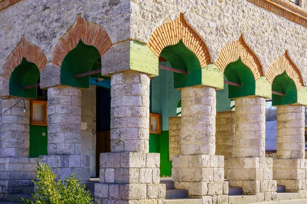 Columns of an ancient building of classical architecture. Background with copy space for text