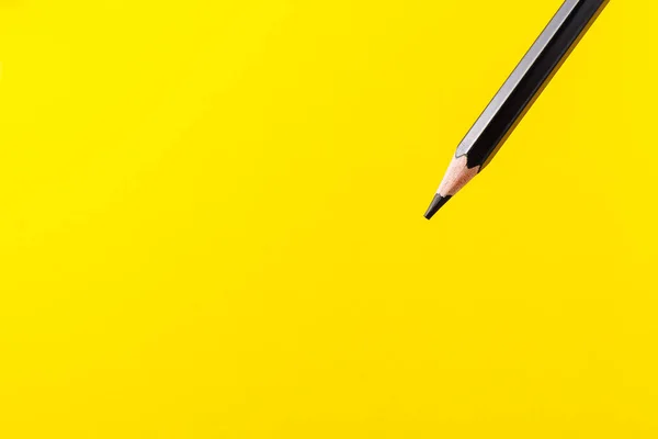 Colored Pencil Close Selective Focus Stylus Blurred Yellow Background Copy — Stock Fotó