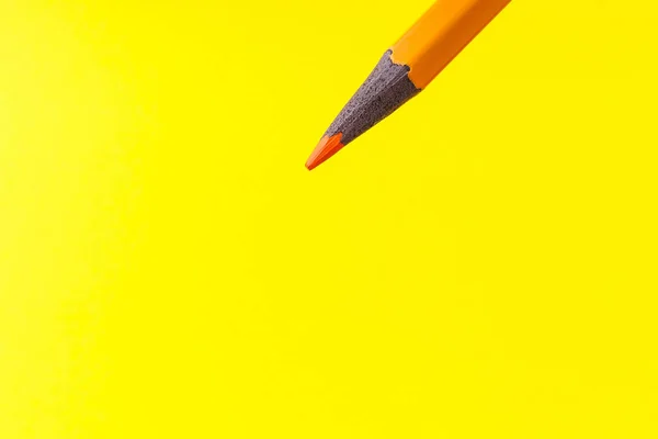 Colored Pencil Close Selective Focus Stylus Blurred Yellow Background Copy — Stock Fotó