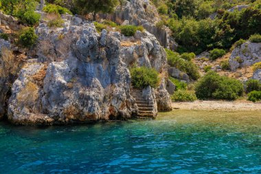 The ruins of a sunken ancient city on the island of Kekova another name for Karavola, Lycian Dolichiste near Demre and Kas in Turkey in the province of Antalya, one of the centers of Lycia