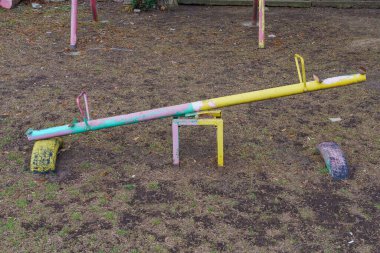Broken playground. Background with selective focus and copy space for text