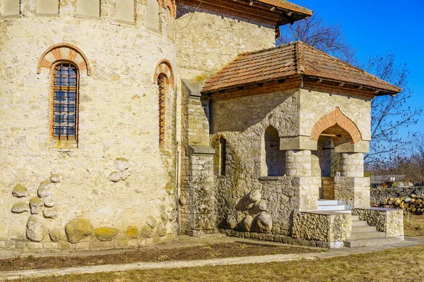 Porch Stone Old Building Classical Architecture Background Selective Focus Copy — Foto Stock