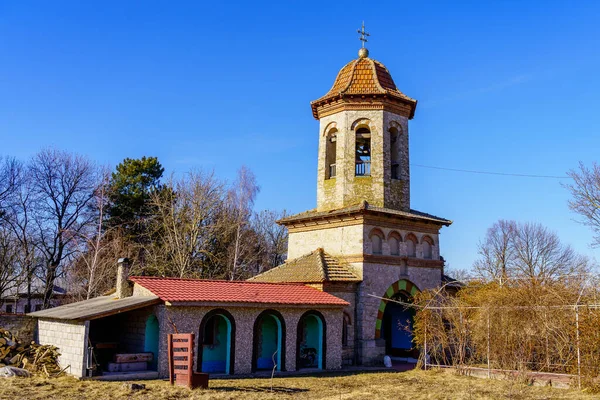 Old Stone Church Background Selective Focus Copy Space Text — Stockfoto