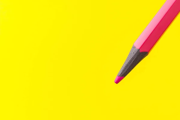 Colored Pencil Close Selective Focus Stylus Blurred Yellow Background Copy — Stock Fotó