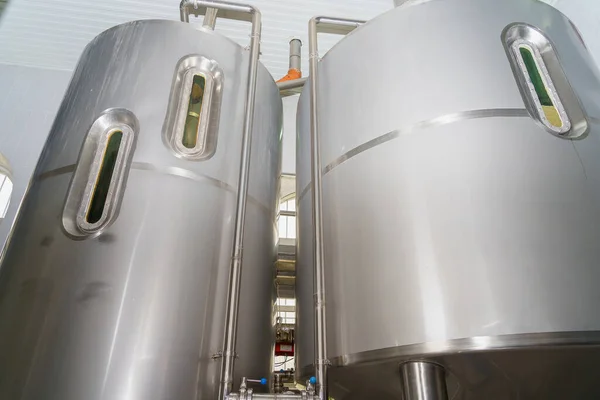 Stainless Steel Vat Food Industry Brewery Process Brewing Beer Background — ストック写真