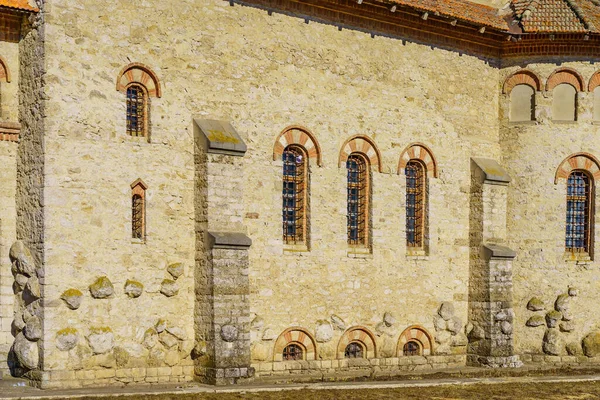 Windows Ancient Stone Building Classical Architecture Background Selective Focus Copy — Foto de Stock