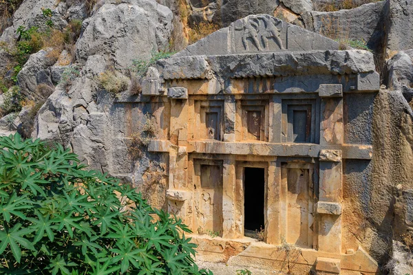 Lycian Rock Tombs Necropolis Demre Former Kale Turkey Province Antalya — Stockfoto