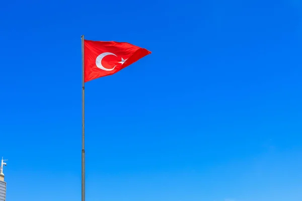 Turkish Flag Sky Official Name State Republic Turkey Capital Ankara — Zdjęcie stockowe