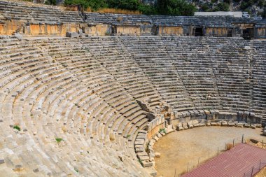 Greco-Roman amphitheater in Demre formerly Kale in Turkey in the province of Antalya of the ancient city of Myra, one of the main centers of Lycia. Grandiose antique buildings of the second century