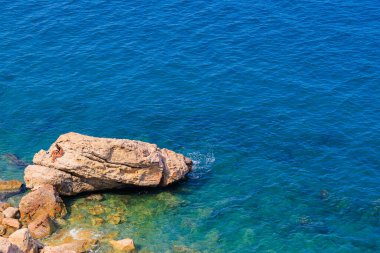 Çok güzel bir zemin ya da deniz suyunun kayalık bir kıyısı ve seçici bir odağı var..