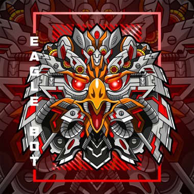 Kartal başlı robot esport maskot logosu