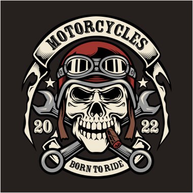 Kafatası motosikletleri maskot logosu tasarımı