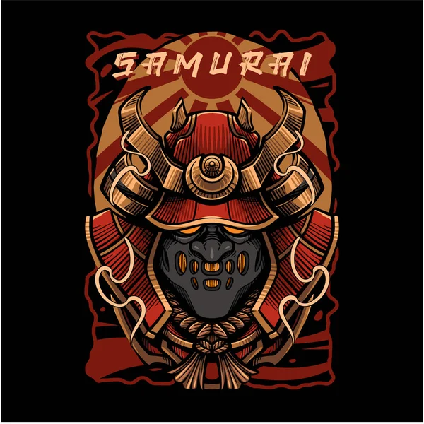 Projekt Logo Maskotki Głowy Samuraja — Wektor stockowy