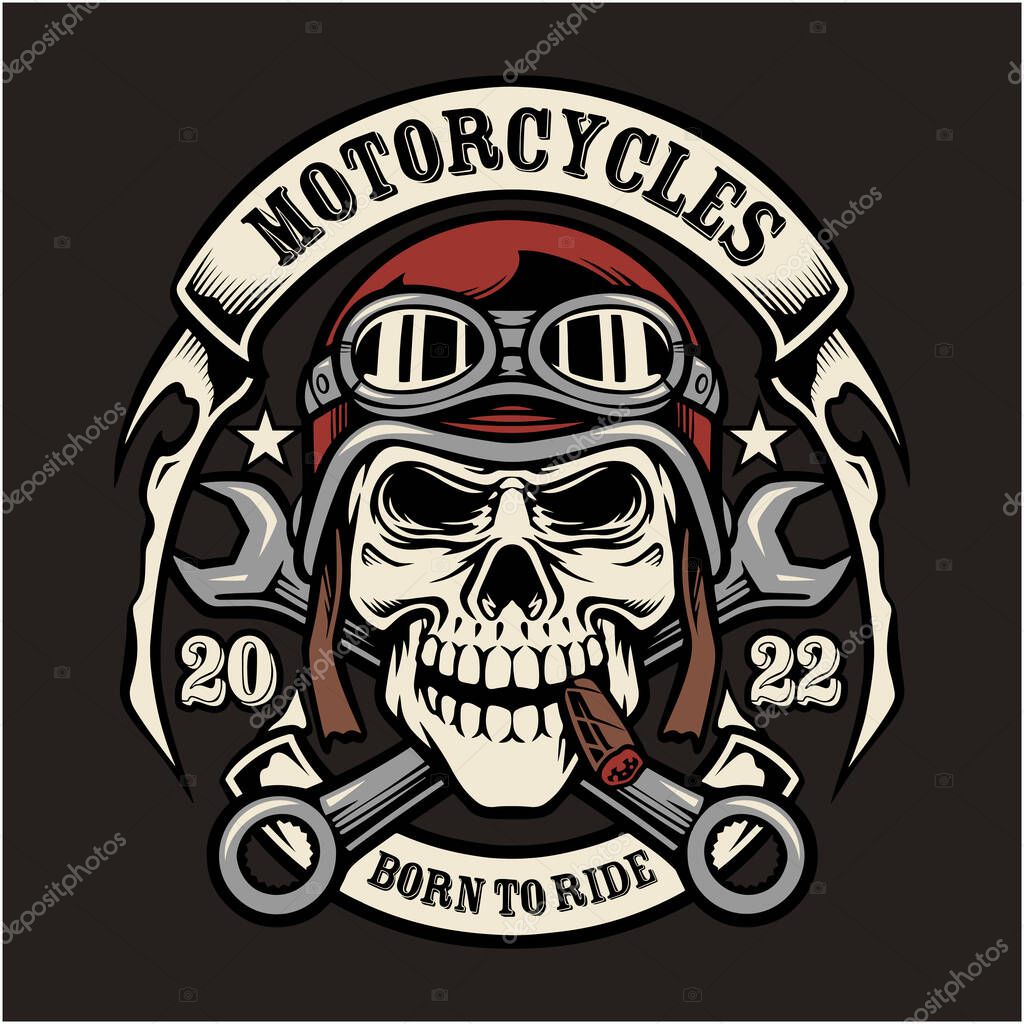 Skull motorcycles mascot logo design