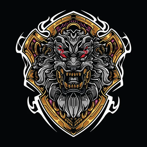 狮头吉祥物标志设计 — 图库矢量图片