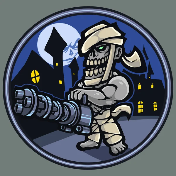 Zombie Artilheiro Mascote Logotipo Design — Vetor de Stock