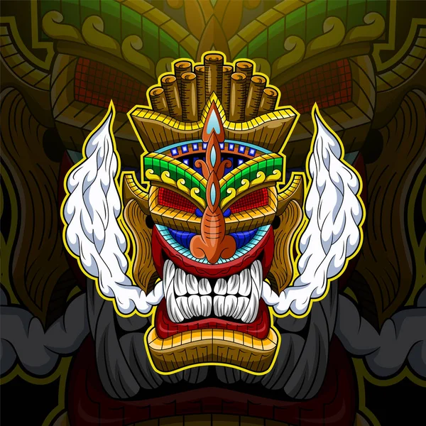 Máscara Tiki Esport Mascota Logo — Vector de stock