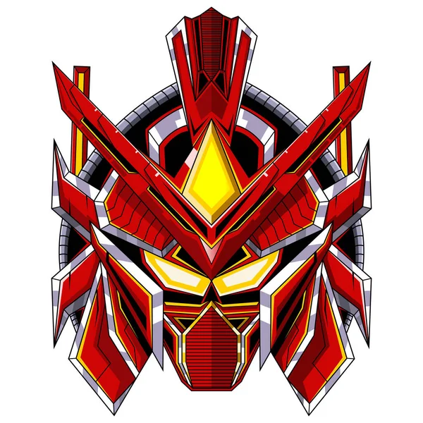 Roter Roboterkopf Maskottchen Logo Design — Stockvektor