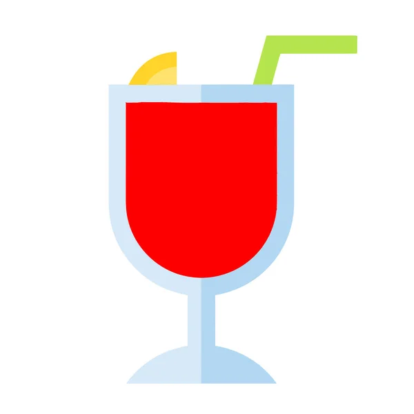 Cocktail icon with a lemon slice and strow illustration on a white background