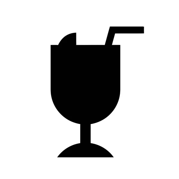 Cocktail icon with a lemon slice and strow illustration on a white background