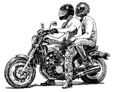 Couple on motorcycle