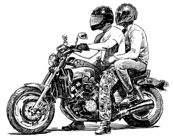 Casal na motocicleta — Vetor de Stock