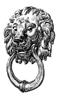 bir aslan başı kabartması