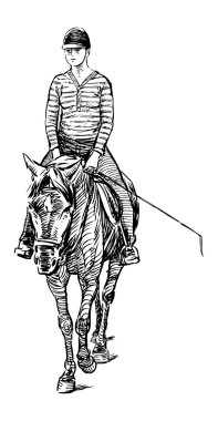 Girl on horse clipart