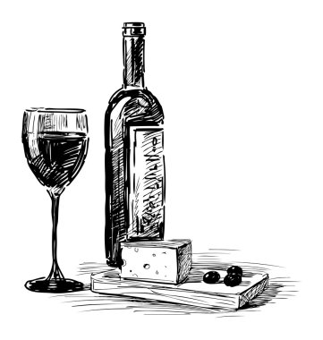 üzüm şarap ve peynir