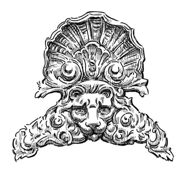 Détail architectural avec tête de lion — Image vectorielle