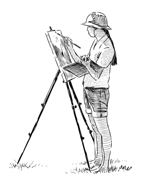 Artist în plein air — Vector de stoc