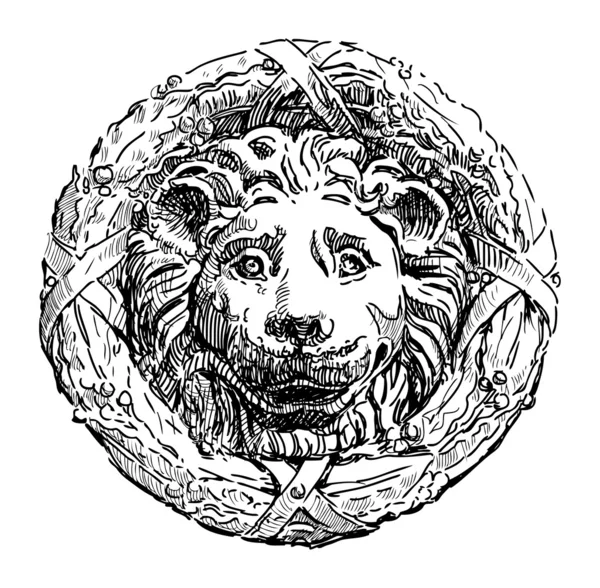 Relief of a lion's head — Stock Vector