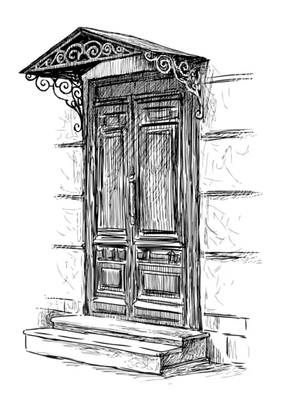 町の家のドア — ストックベクタ
