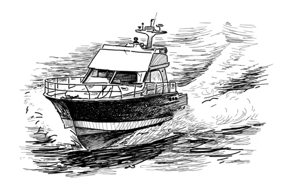 Bateau à moteur rapide — Image vectorielle