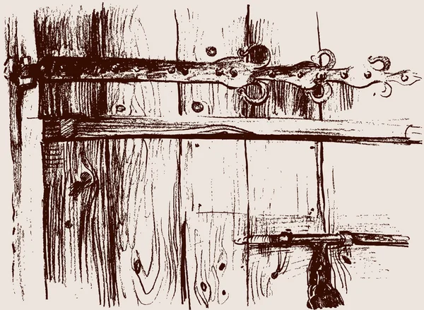 Fragmento de una puerta de madera — Vector de stock