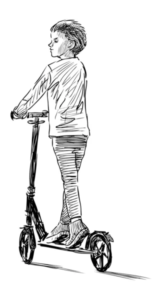 Мальчик на скутере — стоковый вектор