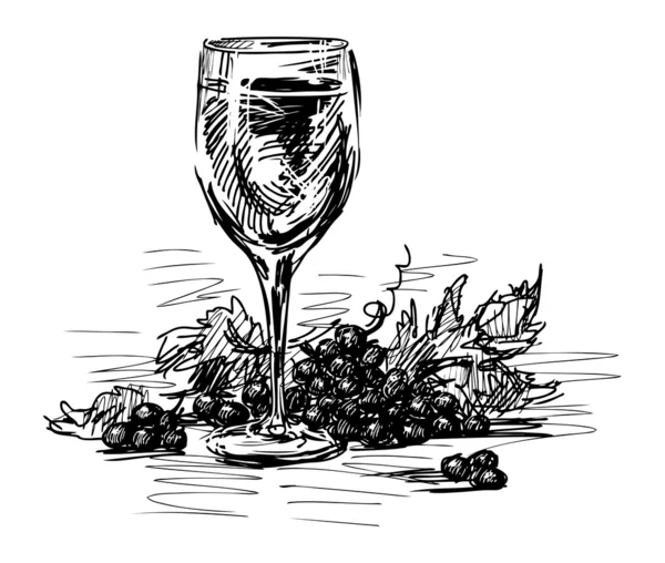 Стакан вина и винограда — стоковый вектор