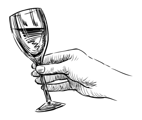 Hand with wine — Stock Vector