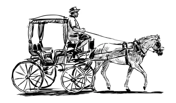 Carro tirado por caballos — Vector de stock