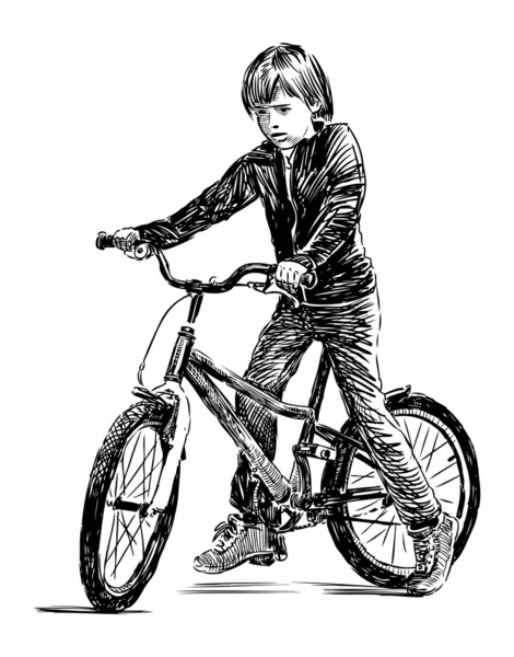 Kleiner Junge auf dem Fahrrad — Stockvektor