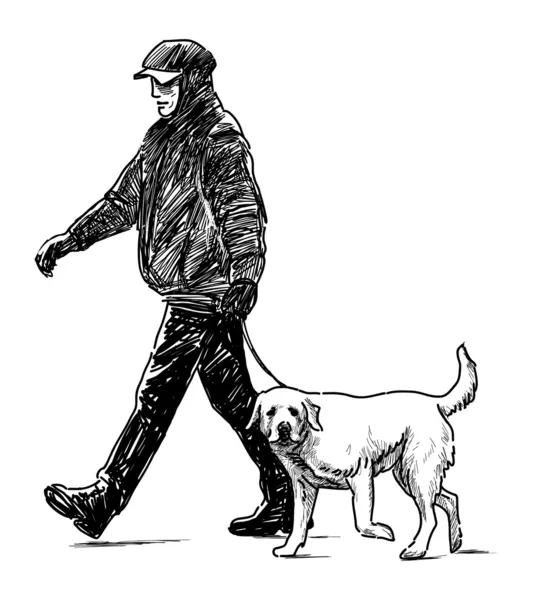 Férfi és kutya — Stock Vector