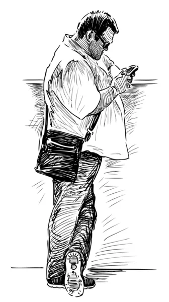 Homme avec téléphone portable — Image vectorielle