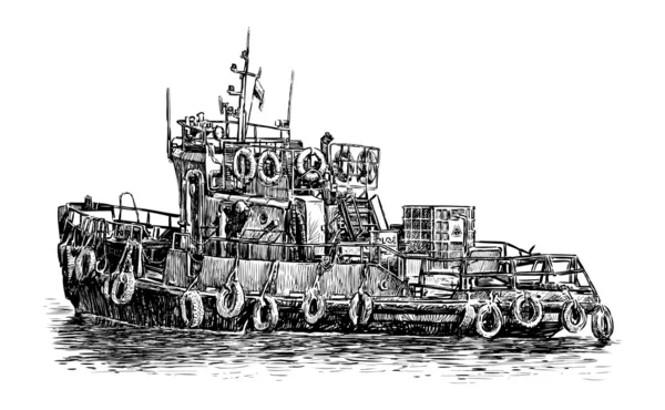 Старий буксир акваторії порту — стоковий вектор