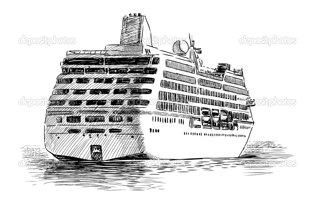 Departing cruise ship