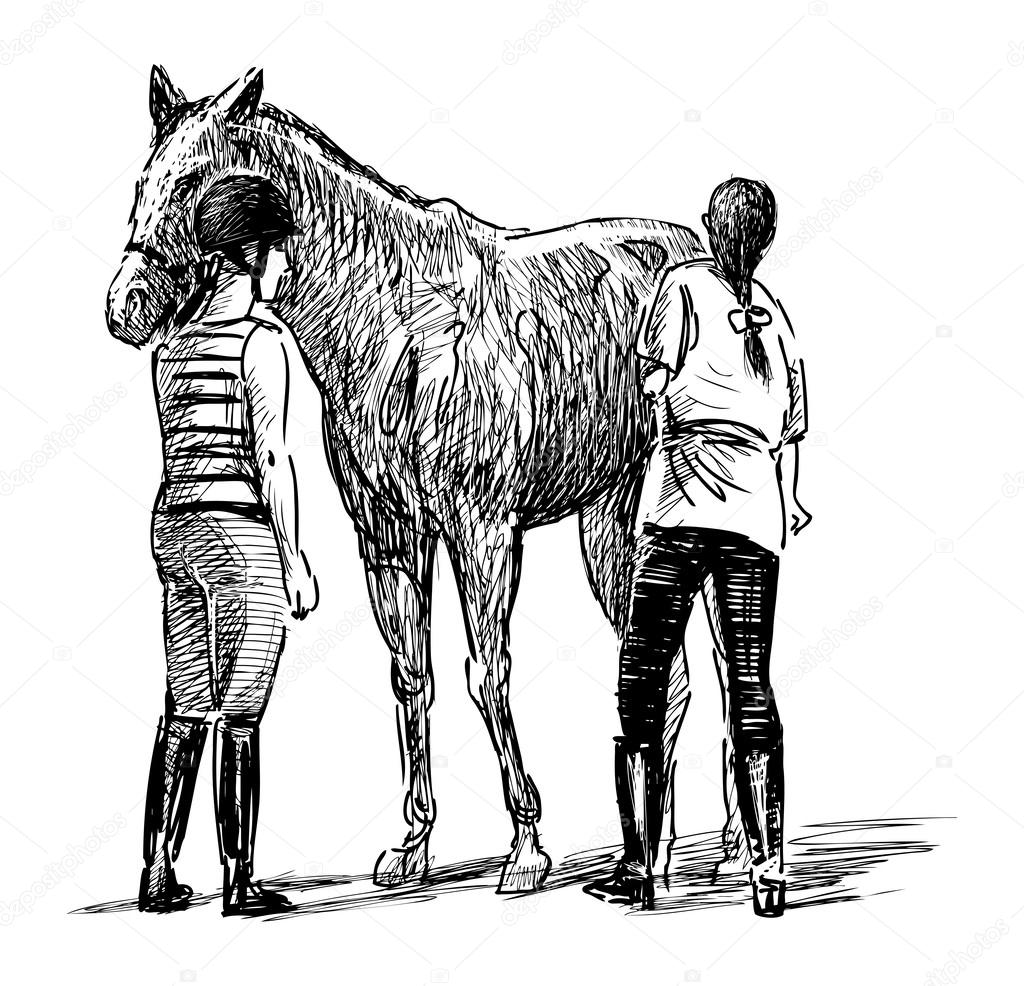 Girls and horse