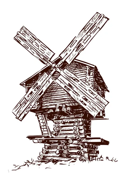 Oude windmolen — Stockvector